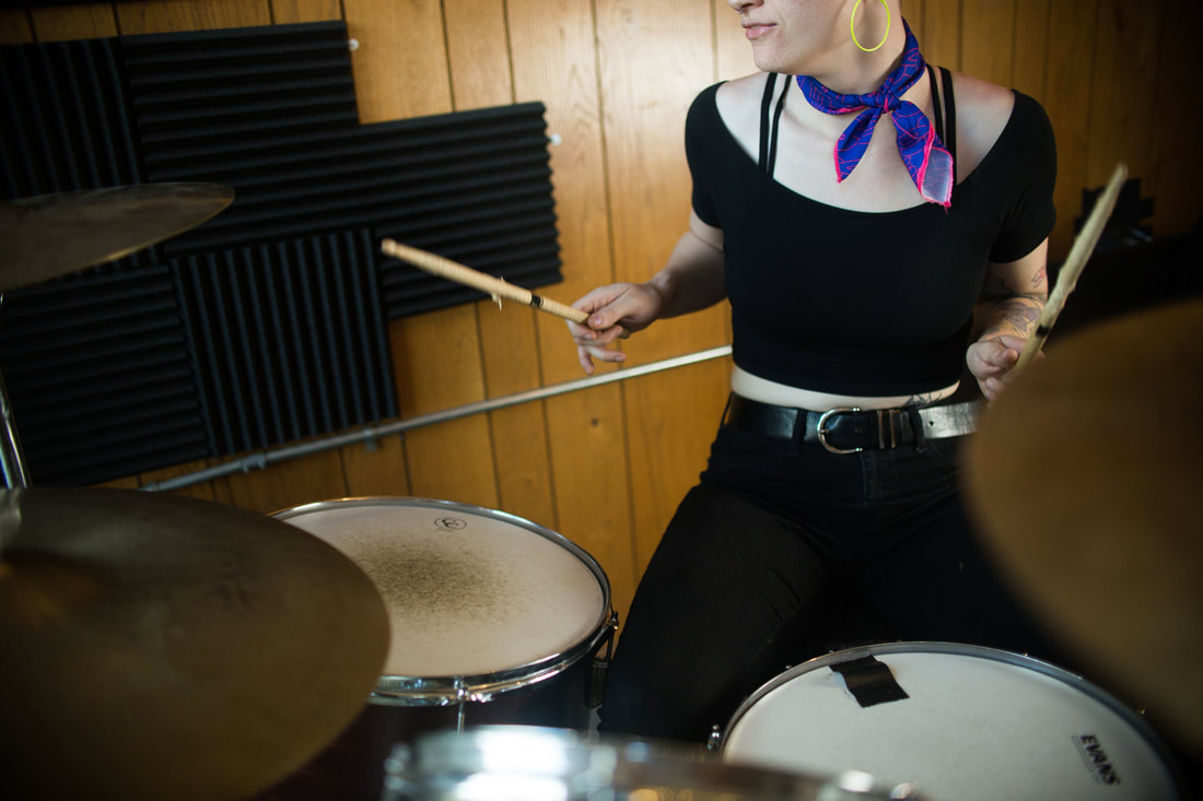 Picture of a Sam's Lessons Drum Student Practicing Dynamics During a Lesson